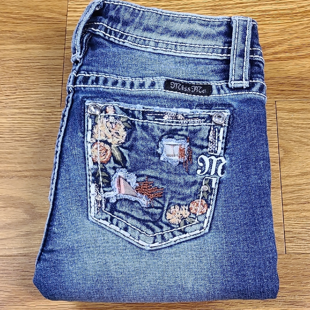 MISS ME 10x24 GIRLS SKINNY K3436S PRE-OWNED LIKE NEW DISTRESED STRECH BLUE JEANS